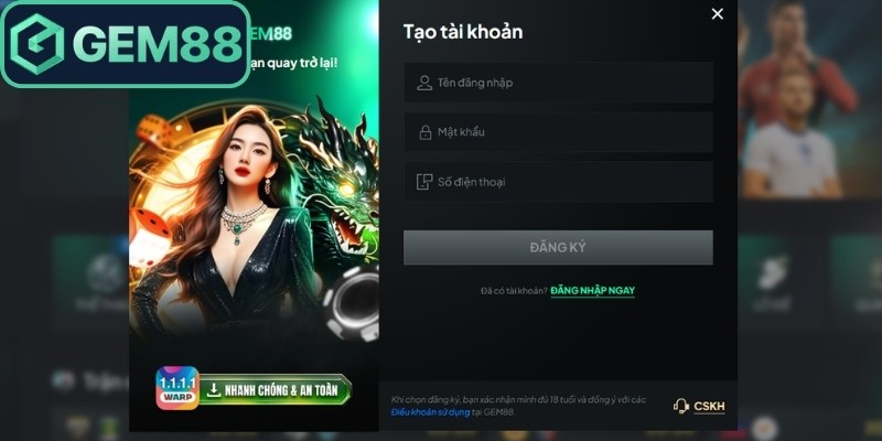3 bước thực hiện đăng ký Gem88