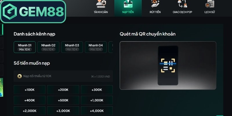 Nạp tiền Gem88 - Hướng Dẫn Thực Hiện Trên Từng Hình Thức 1 Nạp tiền Gem88 qua QR code